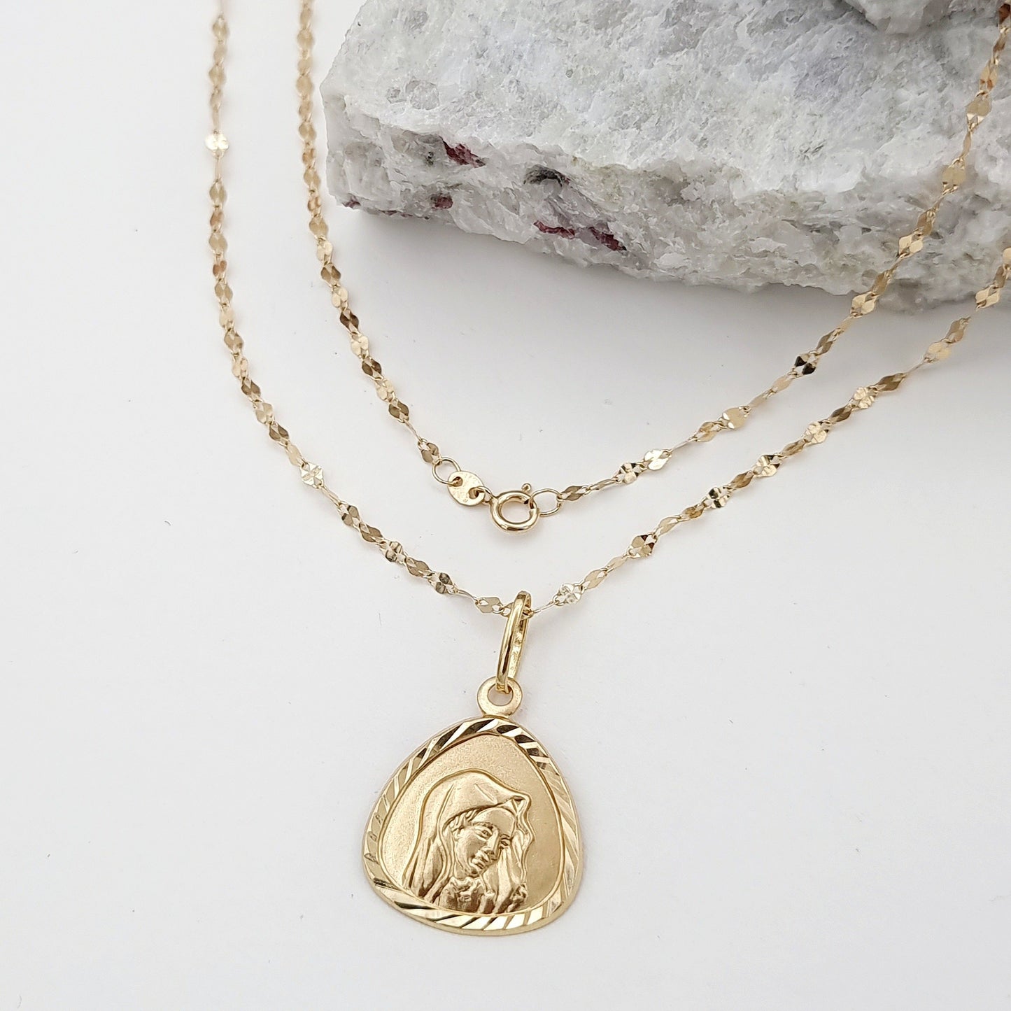 18K Pure Gold Religious Necklace