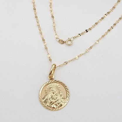 18K Pure Gold Round Religious Necklace