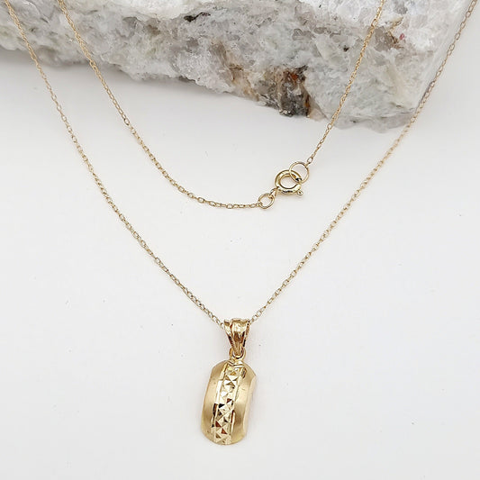 18K Pure Gold Curved Pendant Necklace