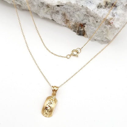 18K Pure Gold Curved Pendant Necklace