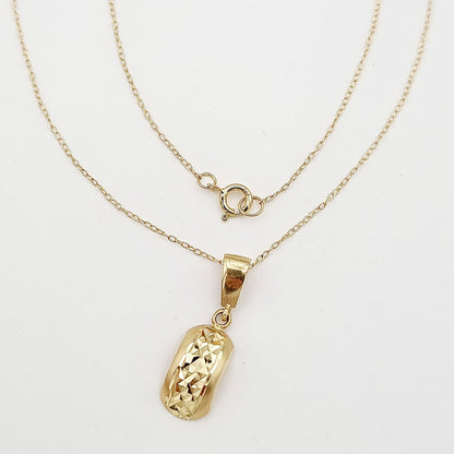 18K Pure Gold Curved Pendant Necklace