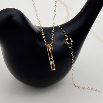 18K Pure Gold Long Stone Necklace