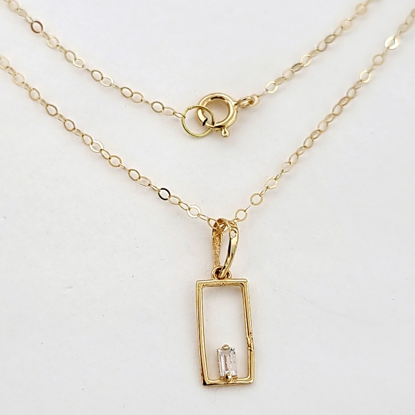 18K Pure Gold Square Stone Necklace