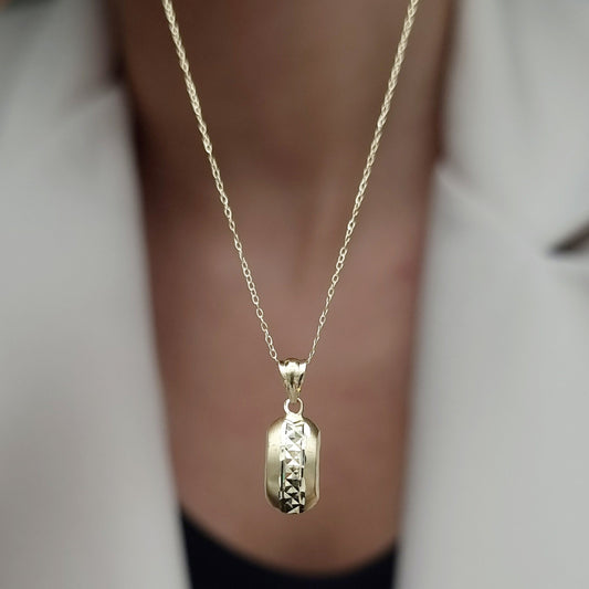 18K Pure Gold Curved Pendant Necklace