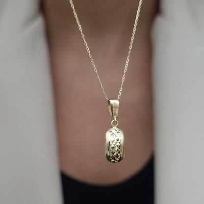 18K Pure Gold Curved Pendant Necklace