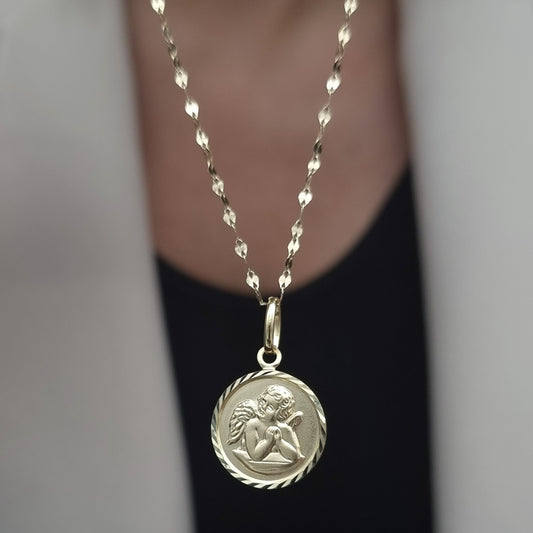 18K Pure Gold Round Religious Necklace