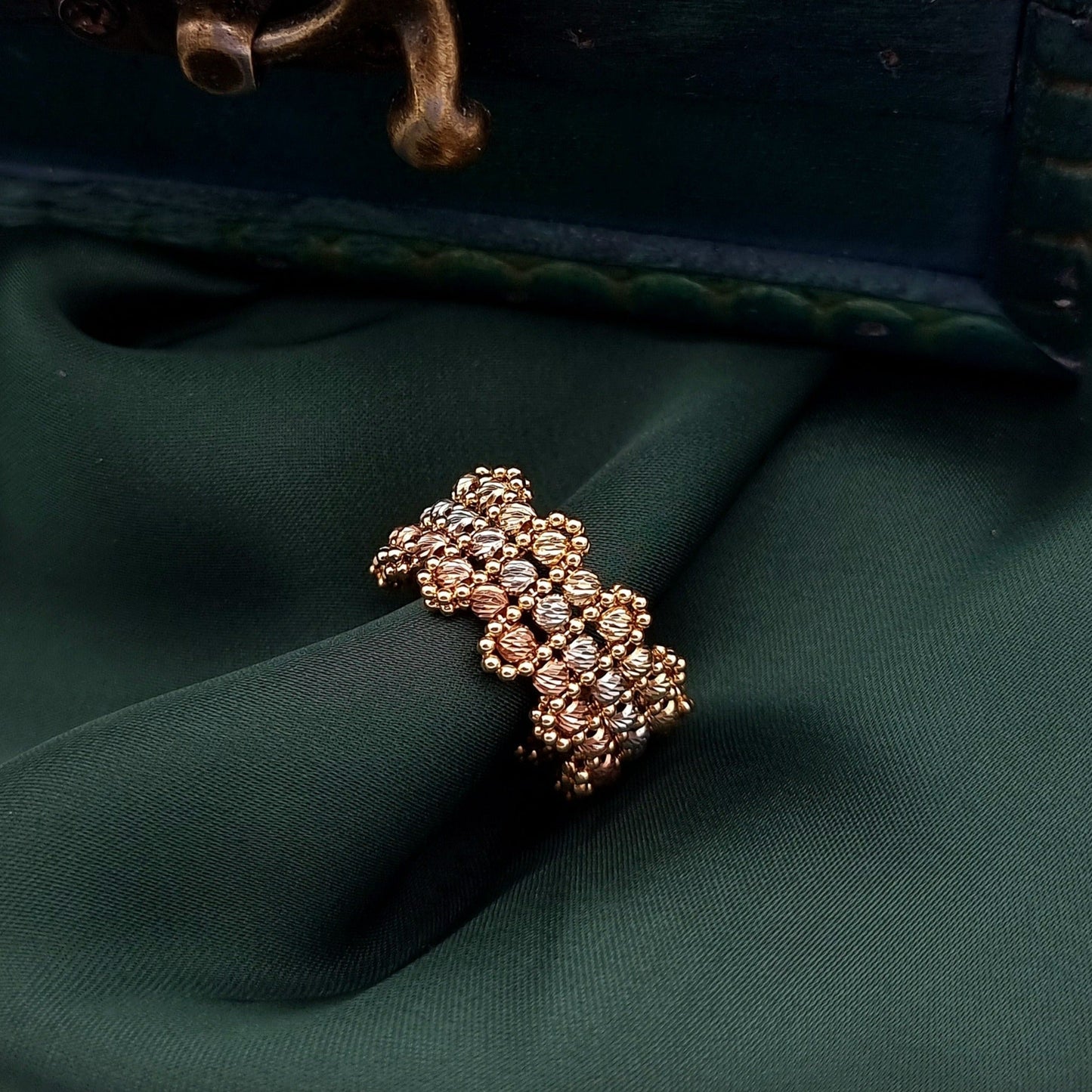 18K Pure Gold 3 Color Seed Ring