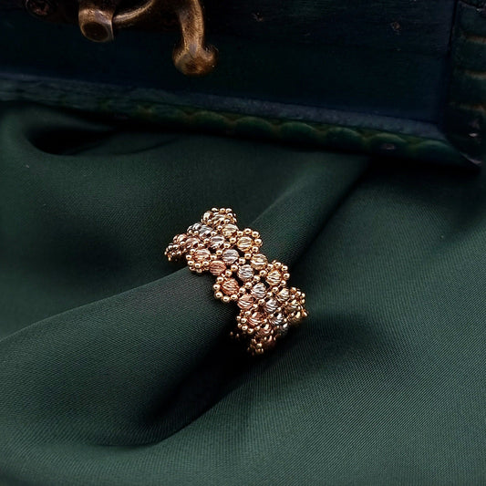 18K Pure Gold 3 Color Seed Ring