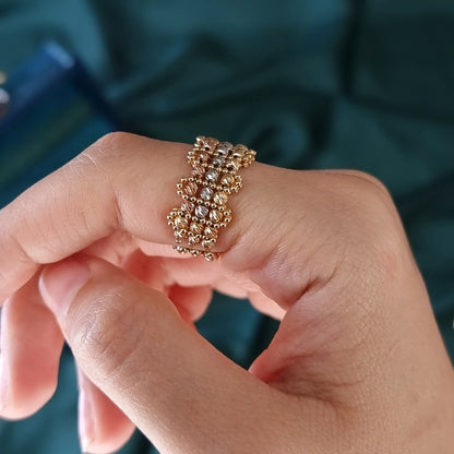 18K Pure Gold 3 Color Seed Ring