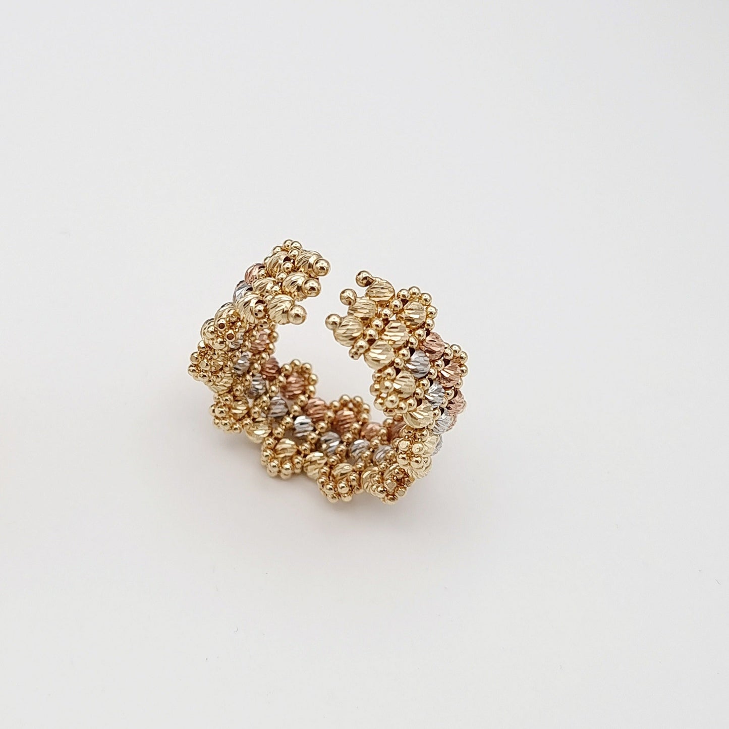 18K Pure Gold 3 Color Seed Ring
