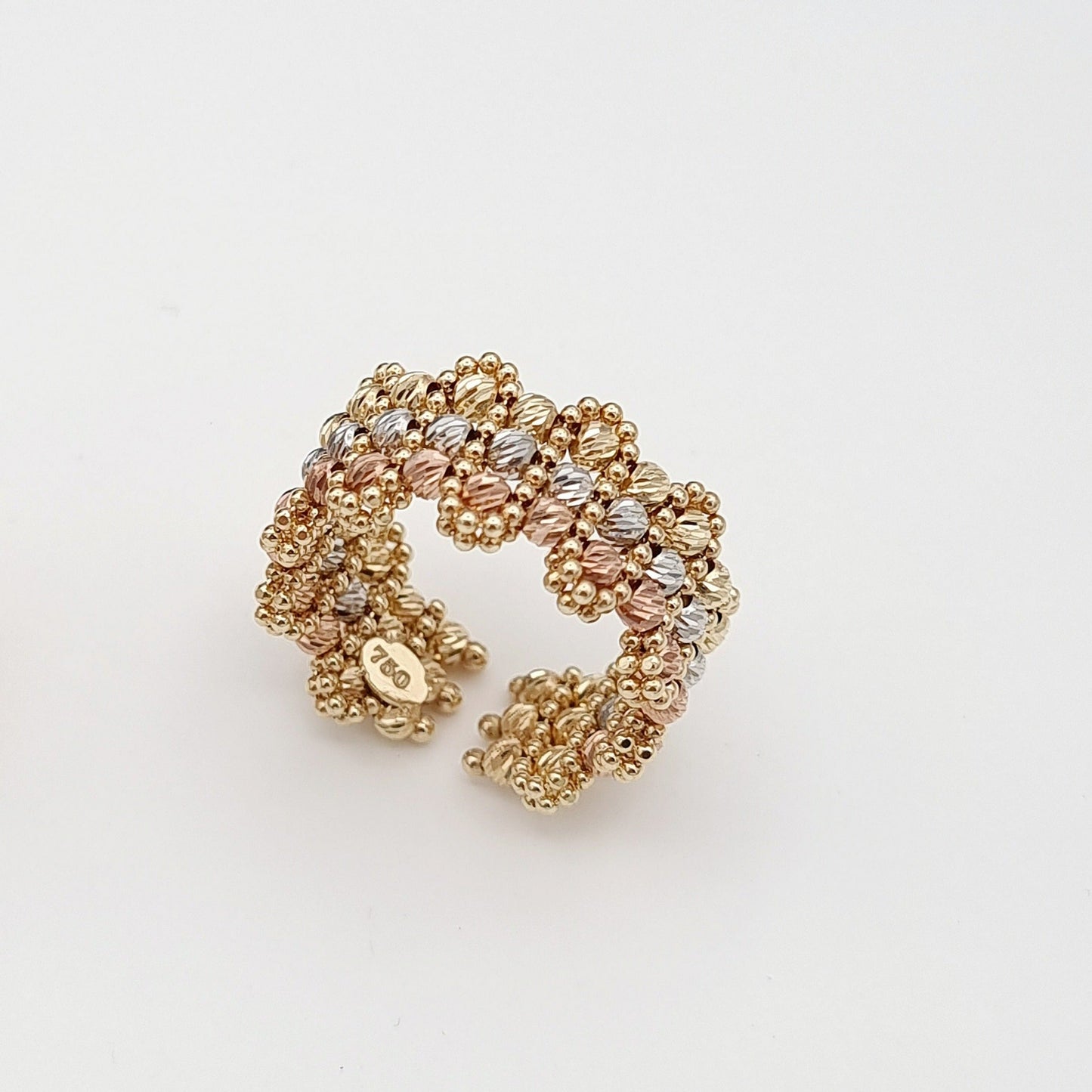 18K Pure Gold 3 Color Seed Ring