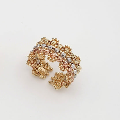 18K Pure Gold 3 Color Seed Ring
