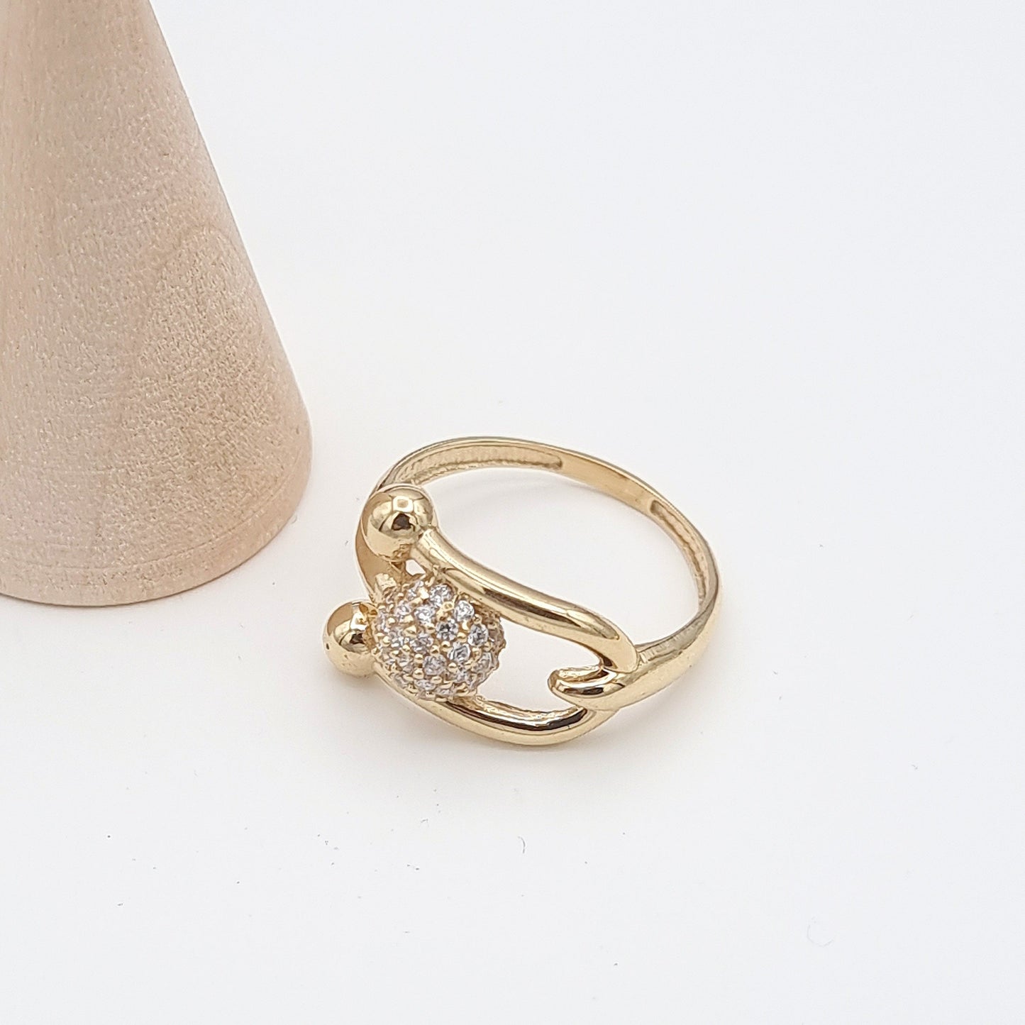 18K Pure Gold Stone Ball Ring