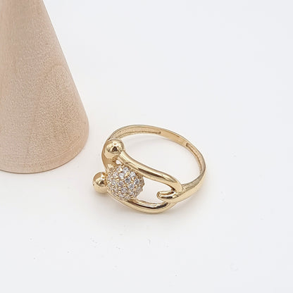 18K Pure Gold Stone Ball Ring