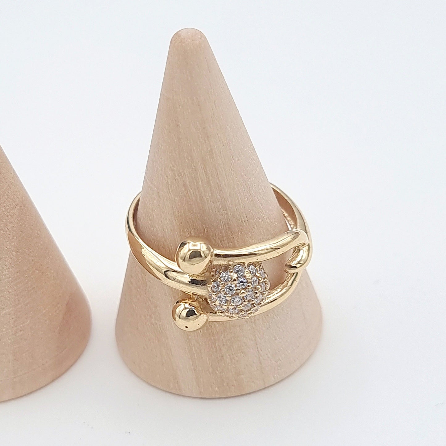 18K Pure Gold Stone Ball Ring