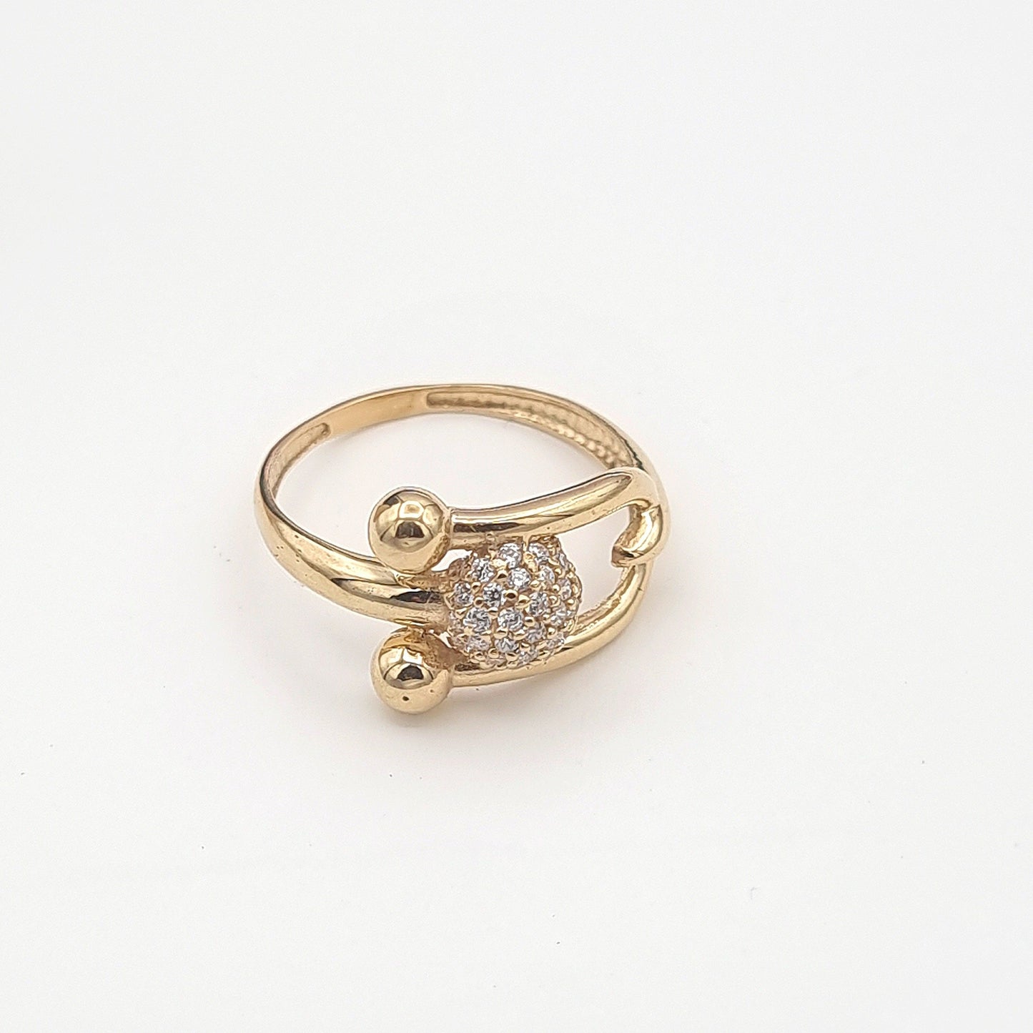 18K Pure Gold Stone Ball Ring