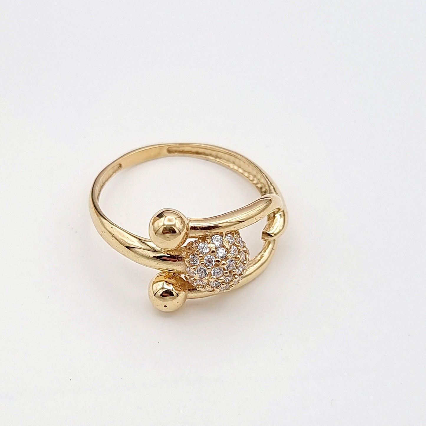 18K Pure Gold Stone Ball Ring
