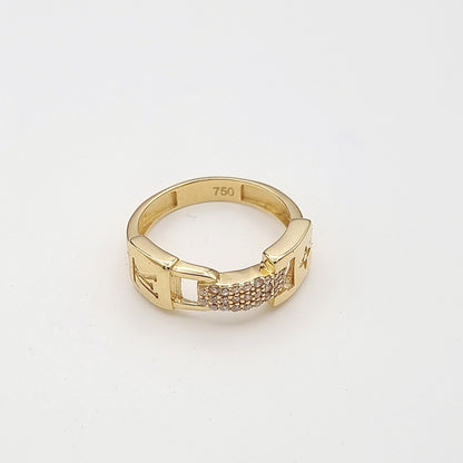 18K Pure Gold Elegant Stone Ring