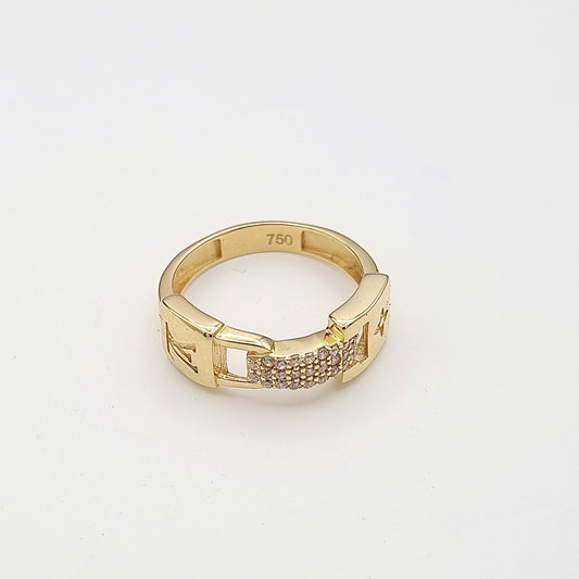 18K Pure Gold Elegant Stone Ring