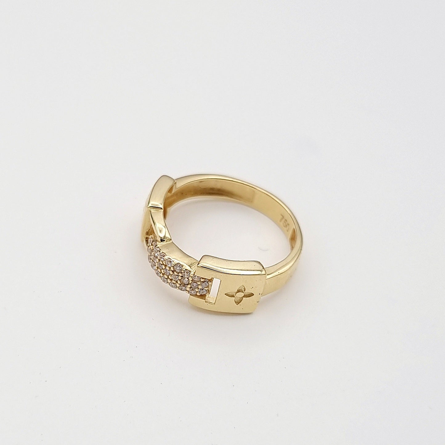 18K Pure Gold Elegant Stone Ring