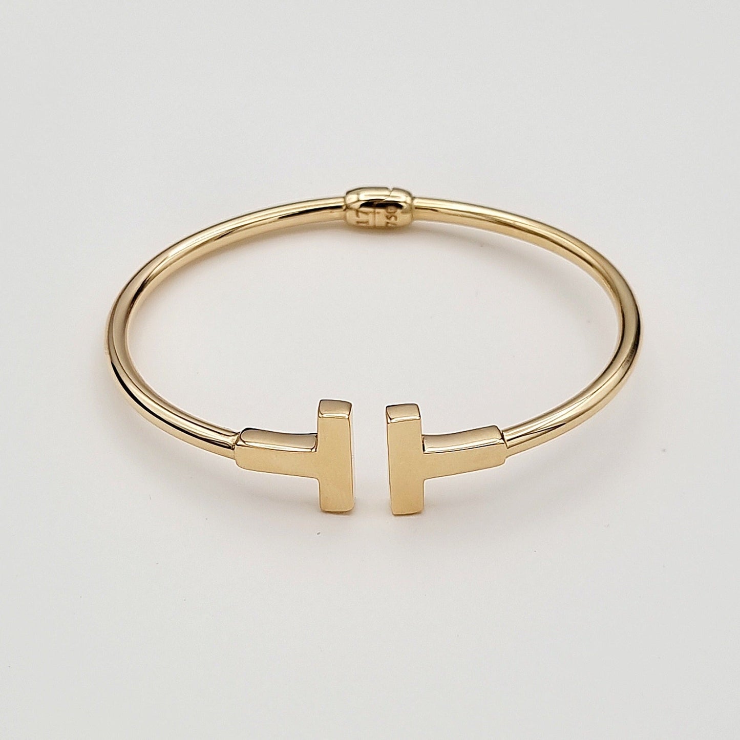 18K Pure Gold T Design Bangle