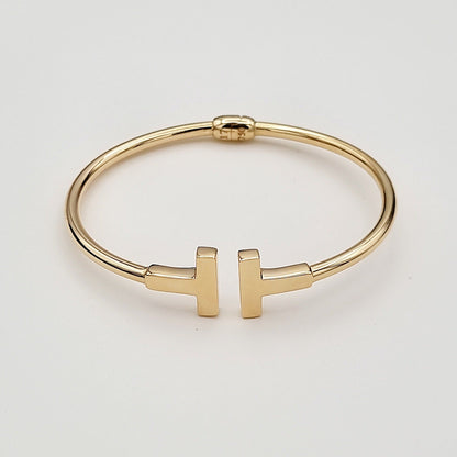 18K Pure Gold T Design Bangle