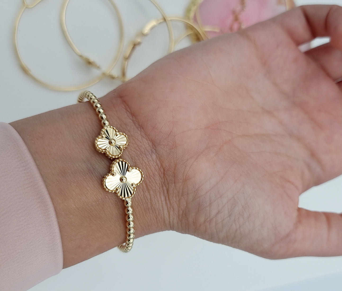 18K Pure Gold V.C Flower Seed Bangle