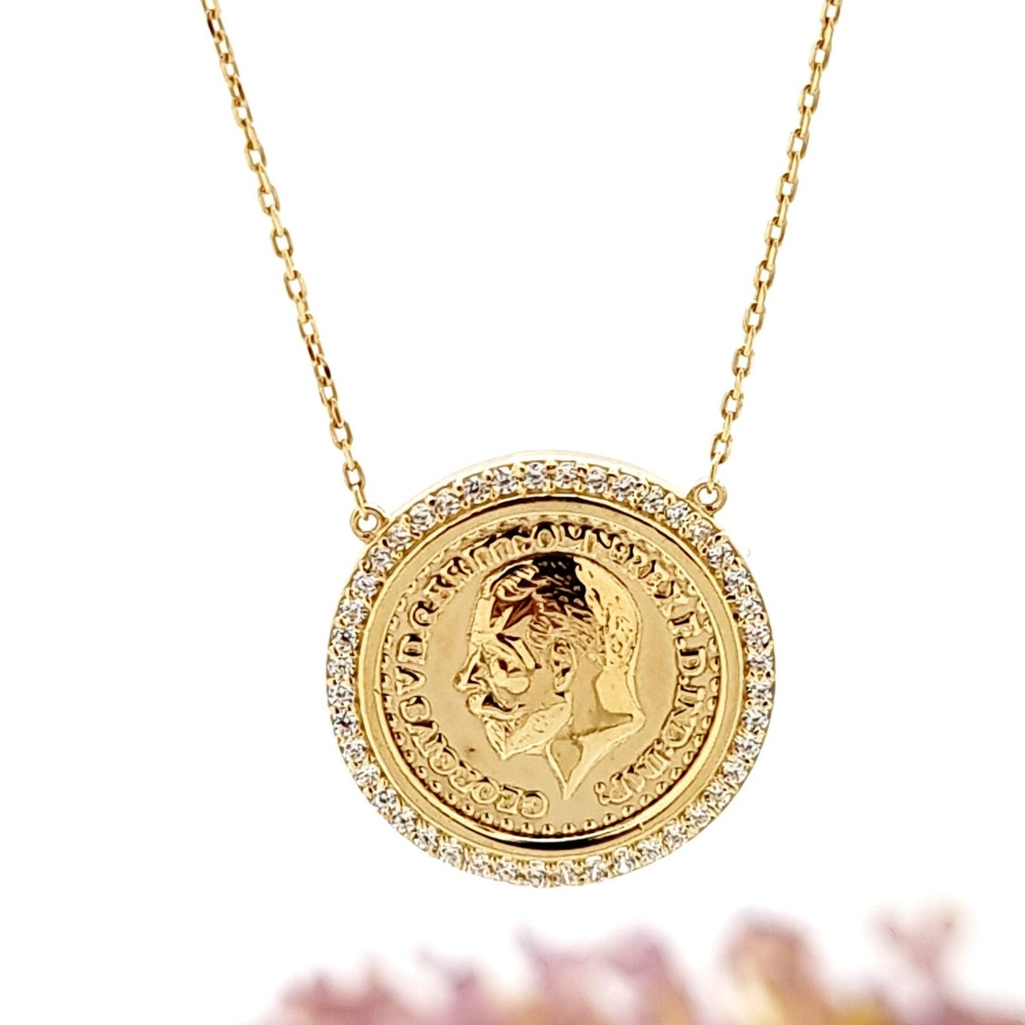 18K Pure Gold Round Elegant Necklace