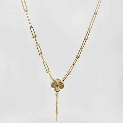 18K Pure Gold V.C Linked Flower Necklace