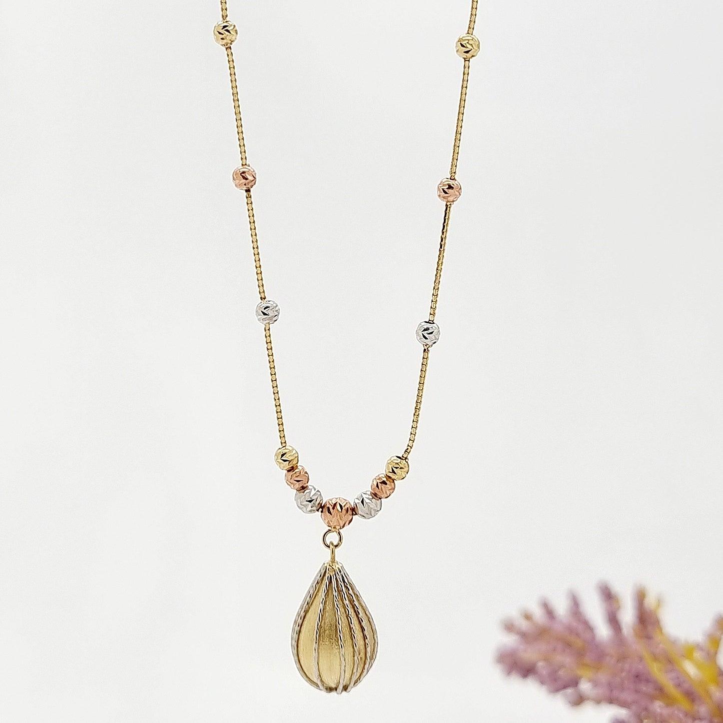 18K Pure Gold Drop Seeds Necklace