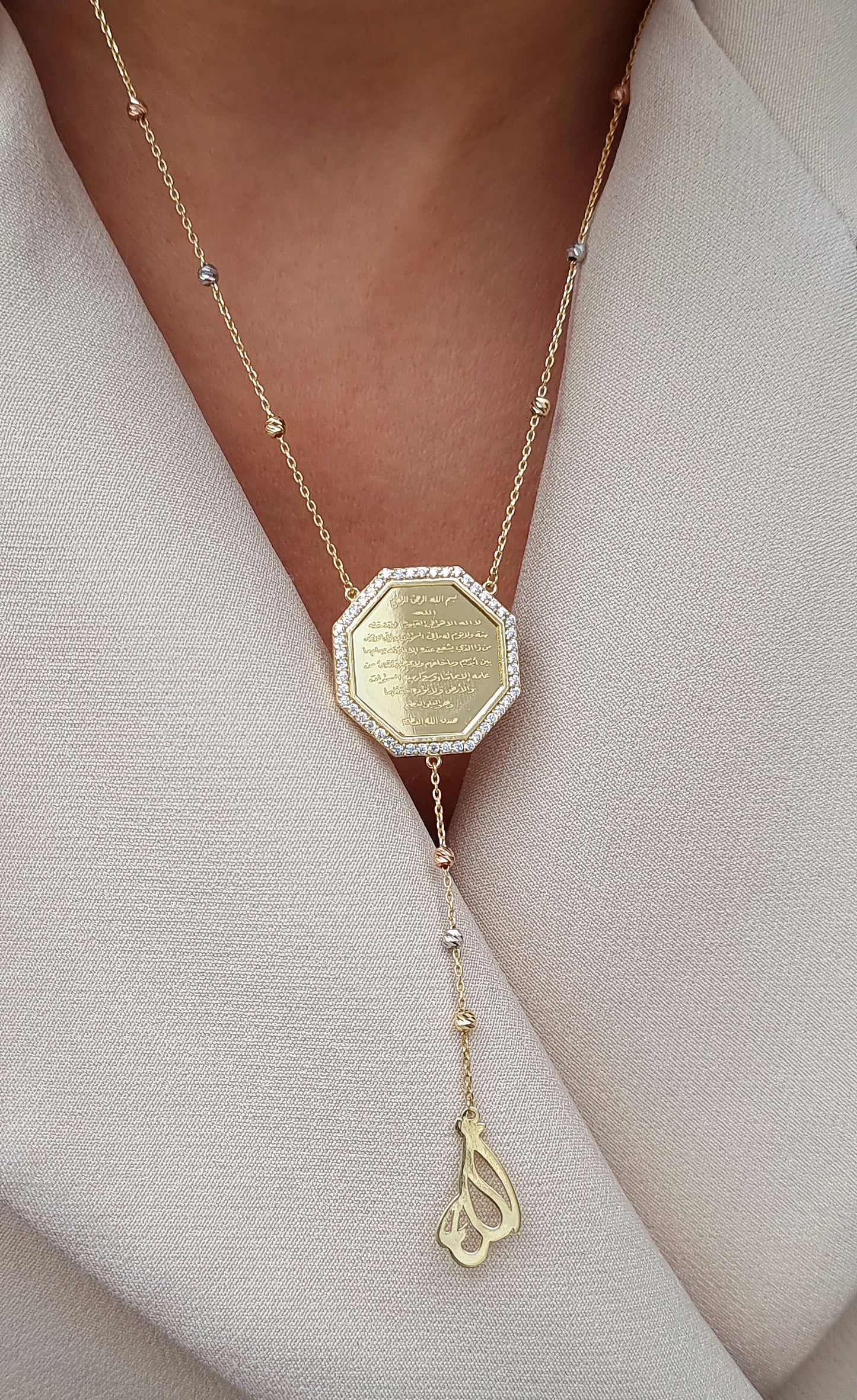 18K Pure Gold Religious Necklace