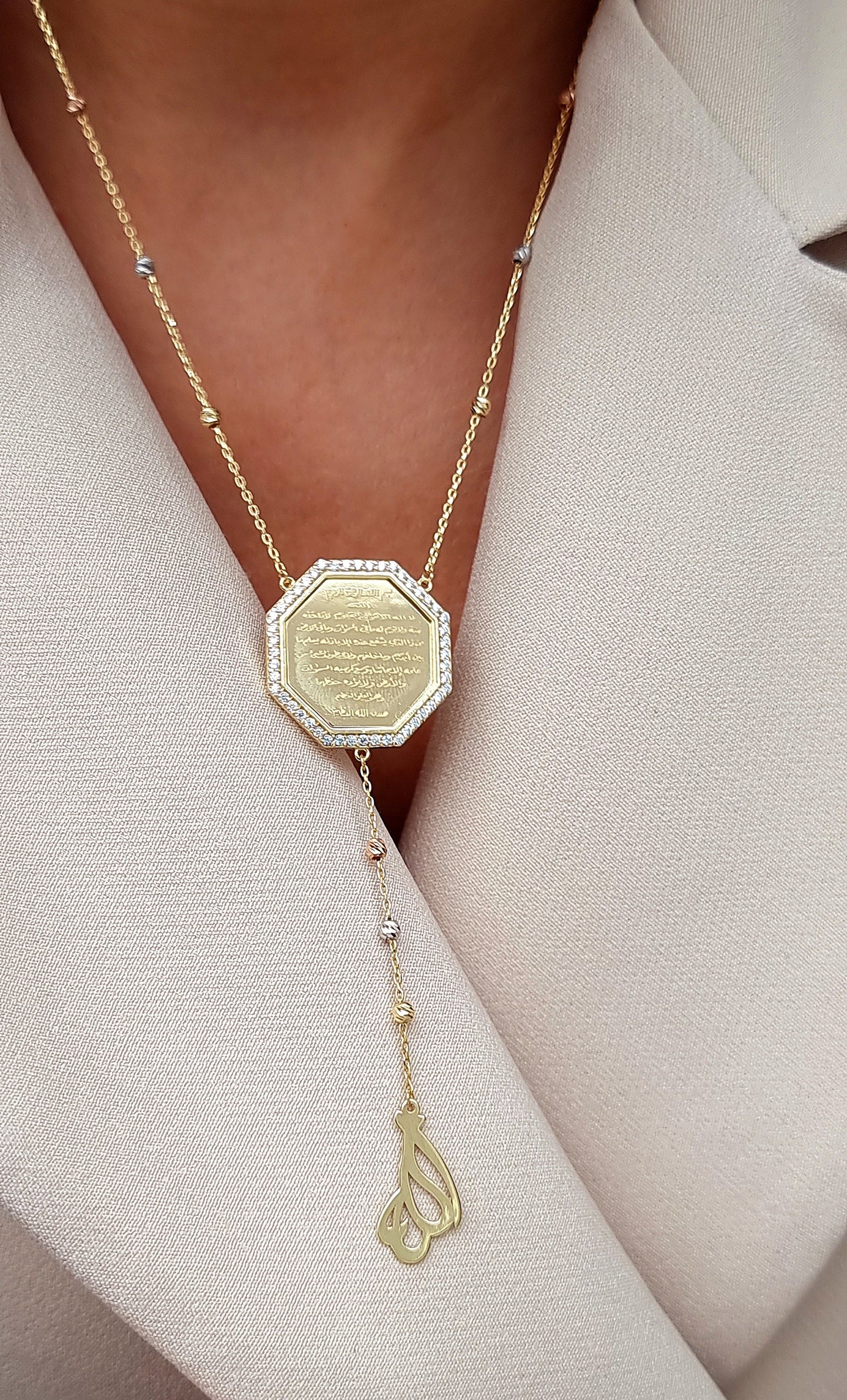 18K Pure Gold Religious Necklace