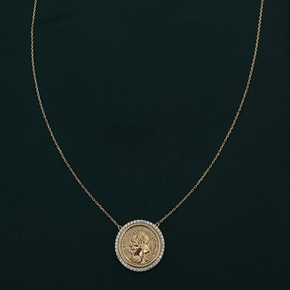 18K Pure Gold Round Elegant Necklace
