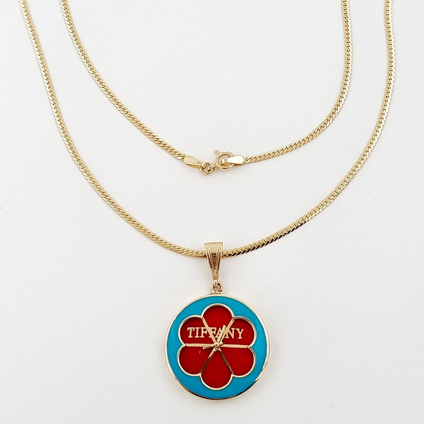 18K Pure Gold Blue & Red T.F Necklace