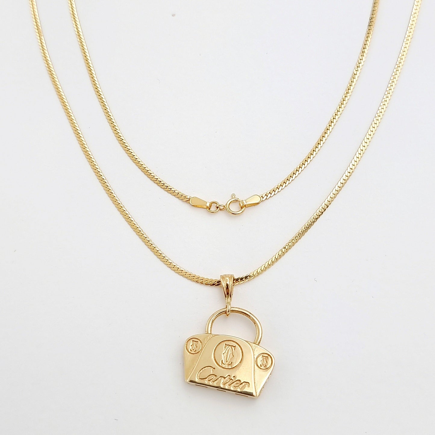 18K Pure Gold C.R Bag Necklace