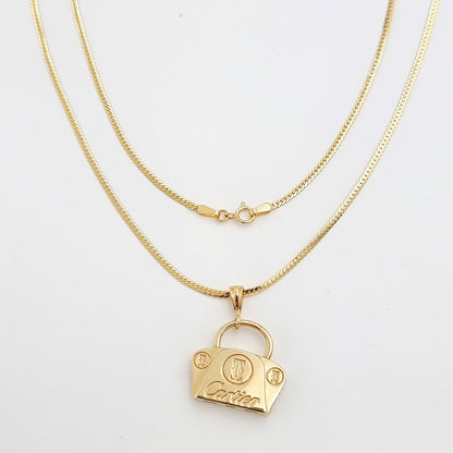 18K Pure Gold C.R Bag Necklace