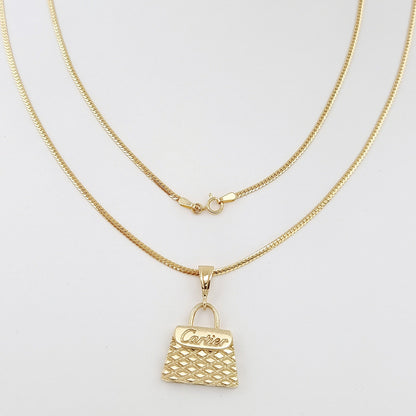 18K Pure Gold C.R Bag Necklace