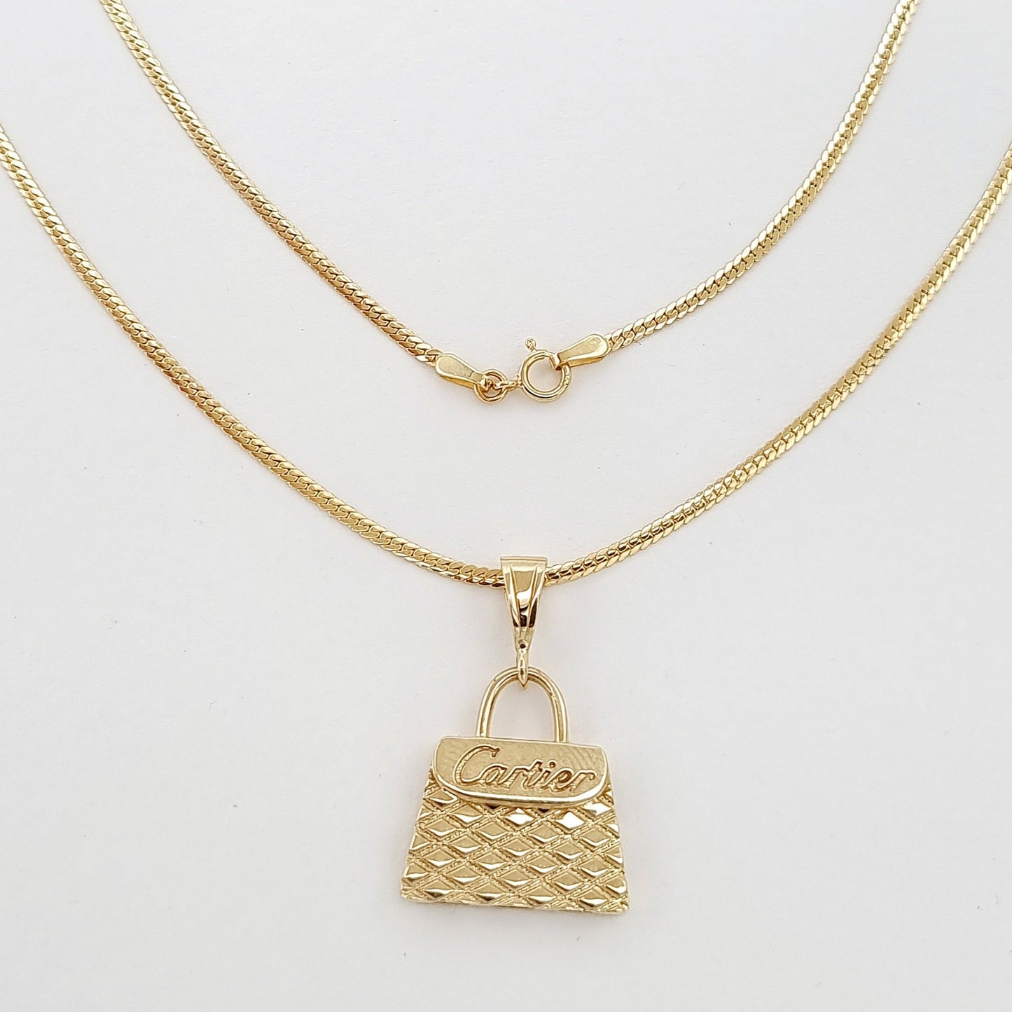 18K Pure Gold C.R Bag Necklace