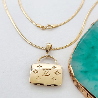 18K Pure Gold L.V Bag Necklace