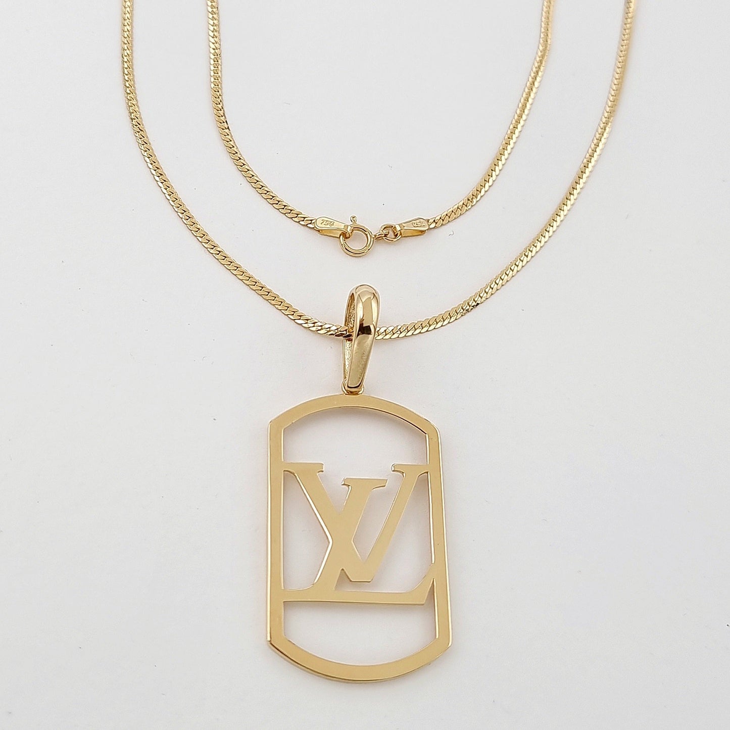 18K Pure Gold L.V Square Necklace