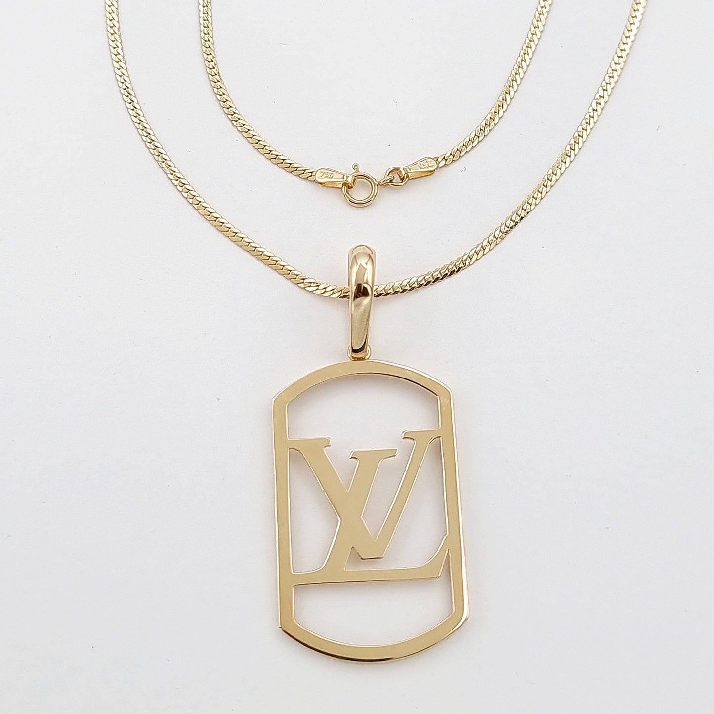18K Pure Gold L.V Square Necklace