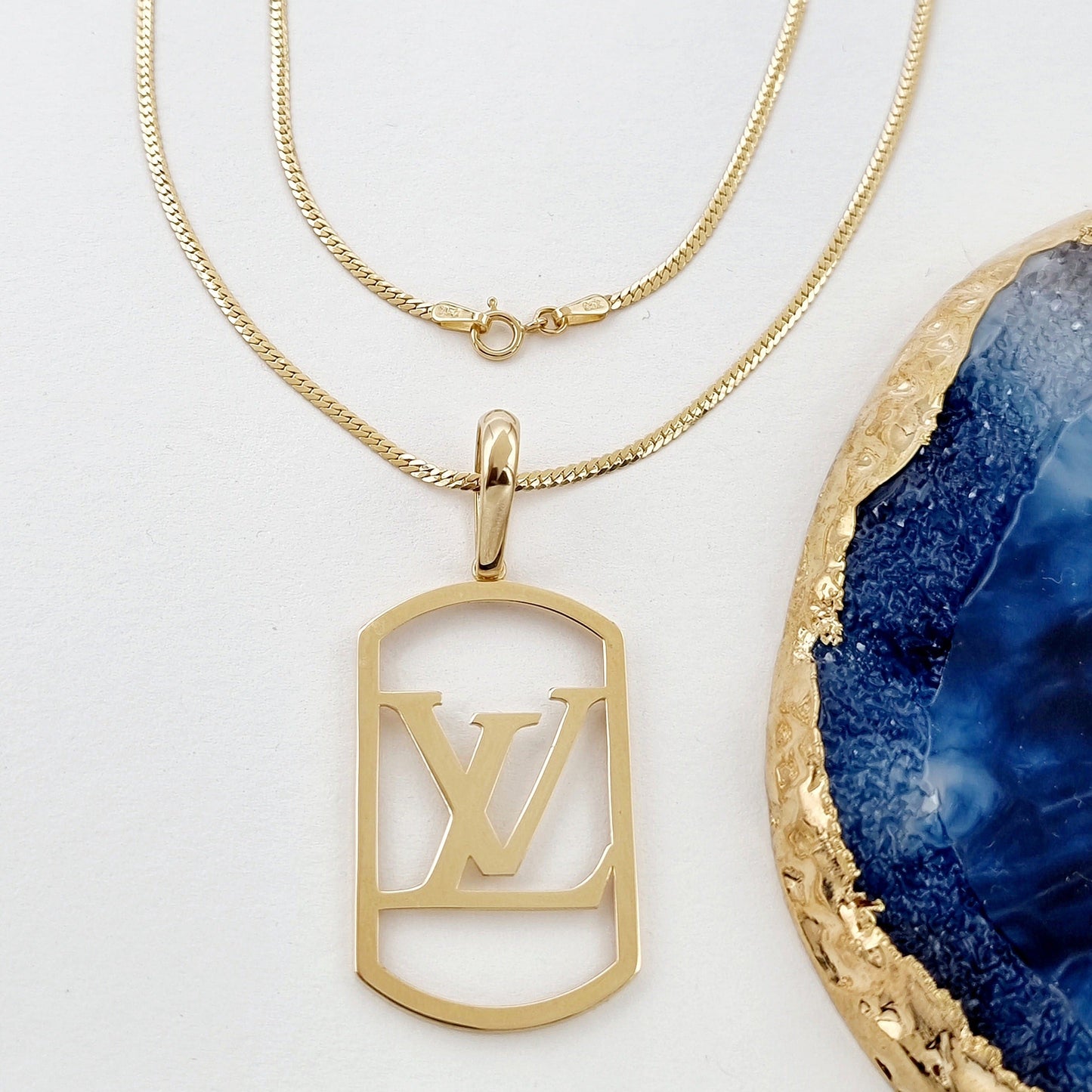 18K Pure Gold L.V Square Necklace
