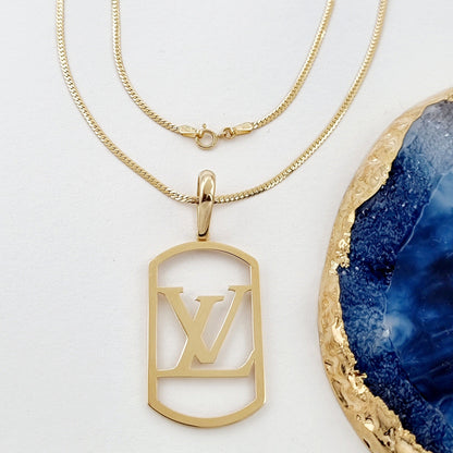 18K Pure Gold L.V Square Necklace