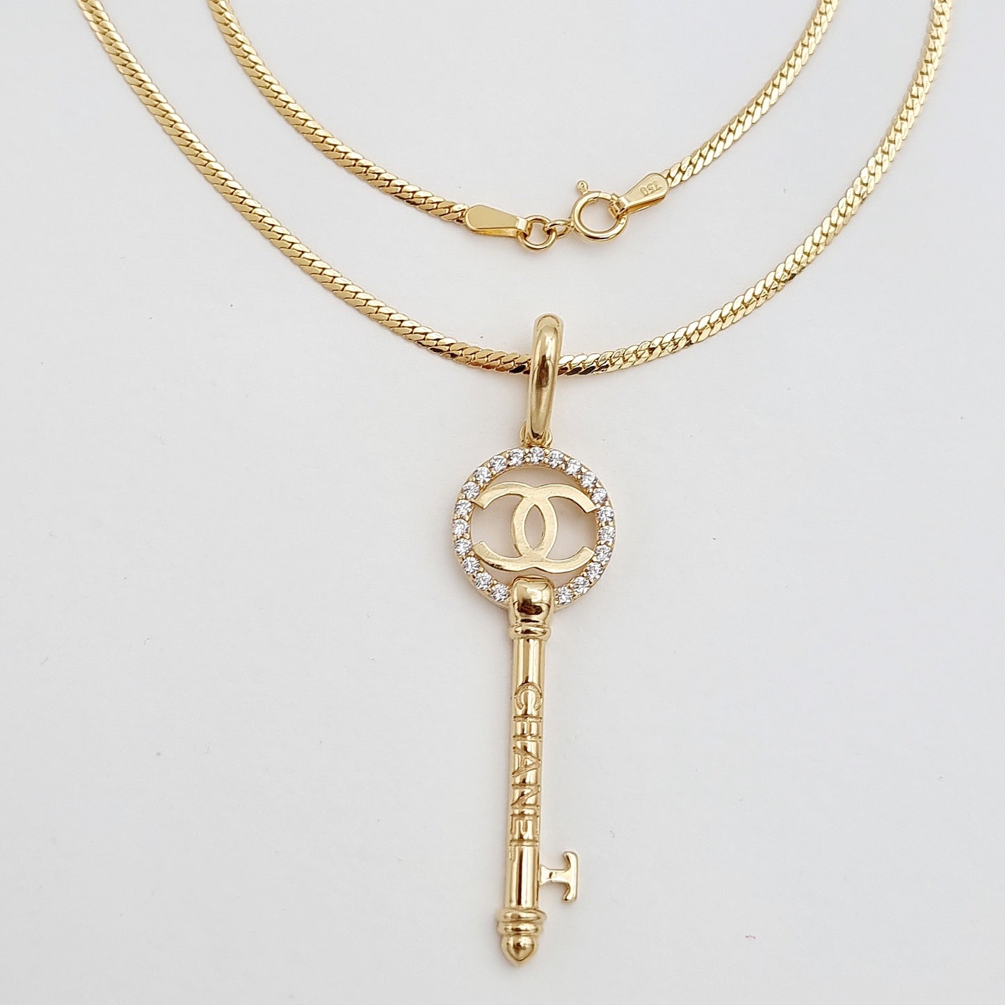 18K Pure Gold C.H Key Necklace