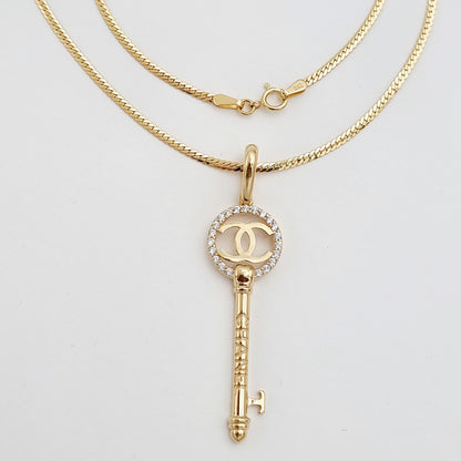 18K Pure Gold C.H Key Necklace
