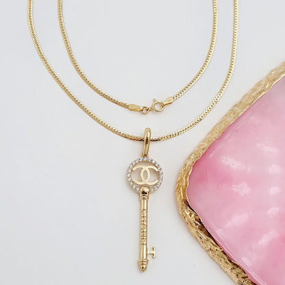18K Pure Gold C.H Key Necklace