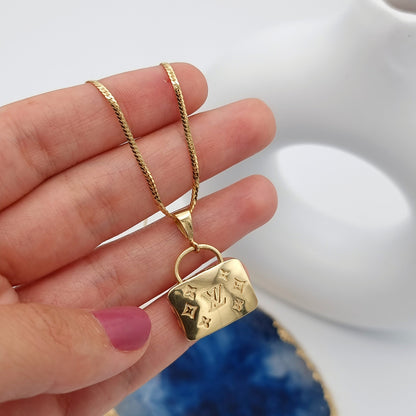 18K Pure Gold C.R Bag Necklace