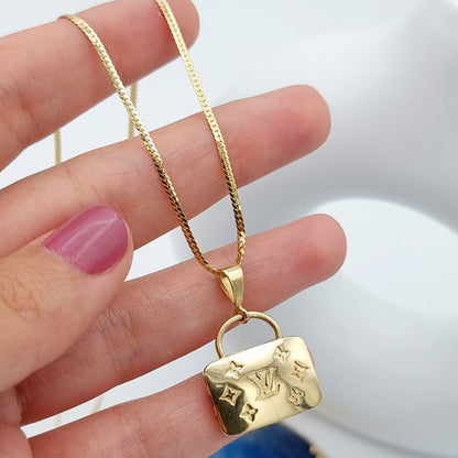 18K Pure Gold C.R Bag Necklace