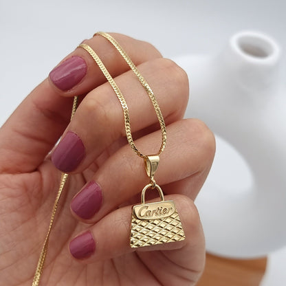 18K Pure Gold C.R Bag Necklace