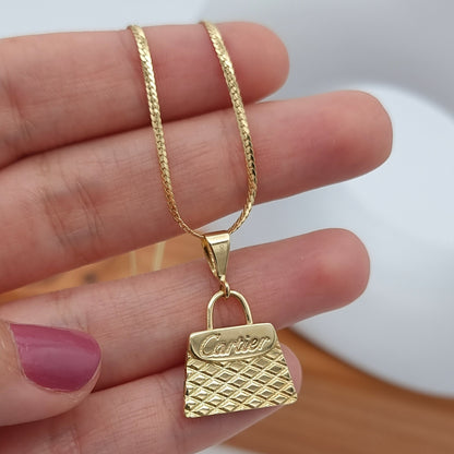 18K Pure Gold C.R Bag Necklace